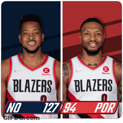 Two Blazers Basketball Players On Poster GIF