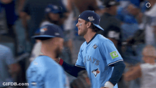 Two Blue Jays Players Shaking Hands GIF