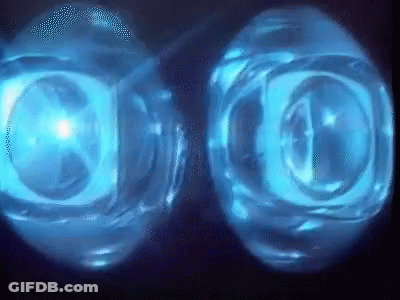 Two Blue Spheres With Letter O GIF