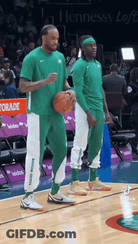 Two Boston Celtics Players On Court GIF