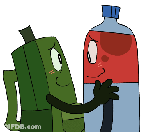 Two Bottles Hugging Each Other GIF