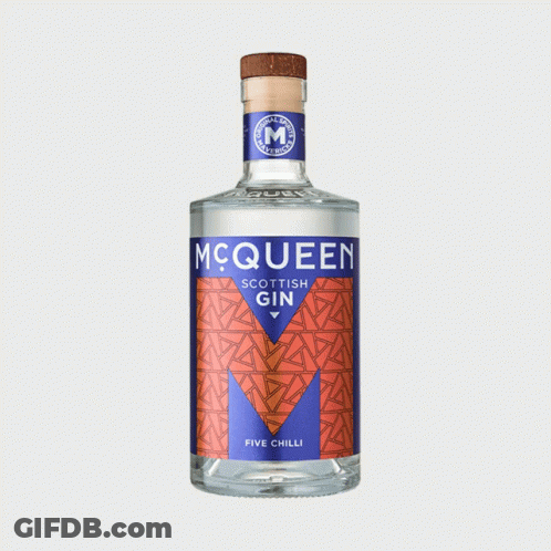 Two Bottles Of Jeen Scotch Gin With A Red Pepper In The Middle GIF