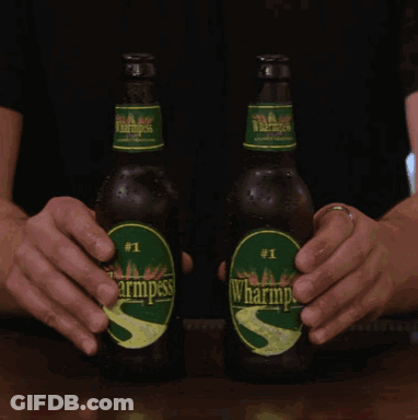 Two Bottles Of Wharmpess # 1 Beer On A Bar GIF