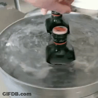Two Bottles Pouring Into Water Bowl GIF