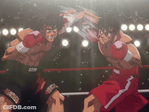 Two Boxers Are Fighting In A Ring And One Of Them Has A Bandage On His Leg That Says Endo GIF