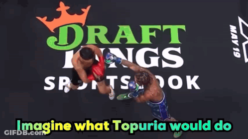 Two Boxers Are In A Ring With The Words Imagine What Topuria Would Do Below Them GIF