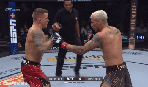 Two Boxers Fighting, One With Back Tattoo GIF