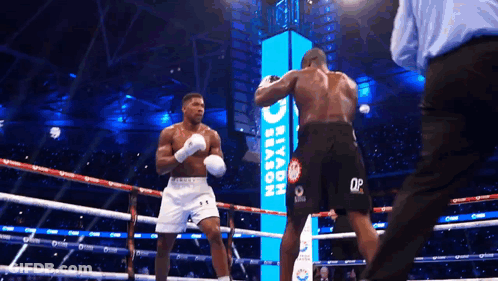 Two Boxers In Boxing Ring With Dragon Season Sign GIF