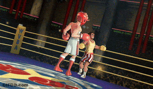 Two Boxers In Boxing Ring With WBA Sign GIF