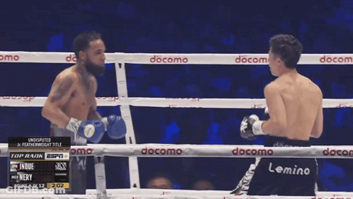 Two Boxers In Ring With Banners GIF