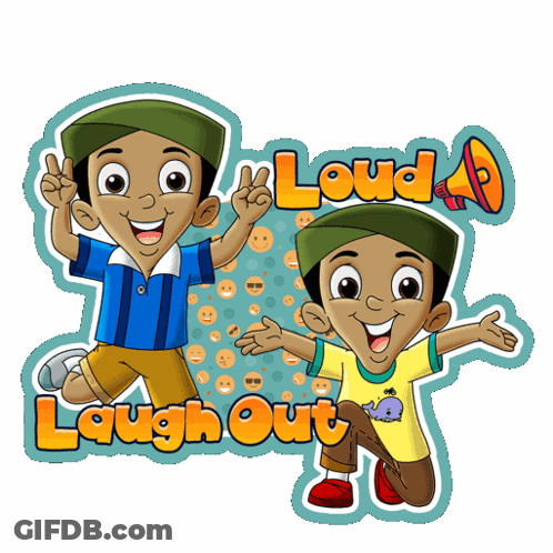 Two Boys Cartoon Saying Laugh Out GIF