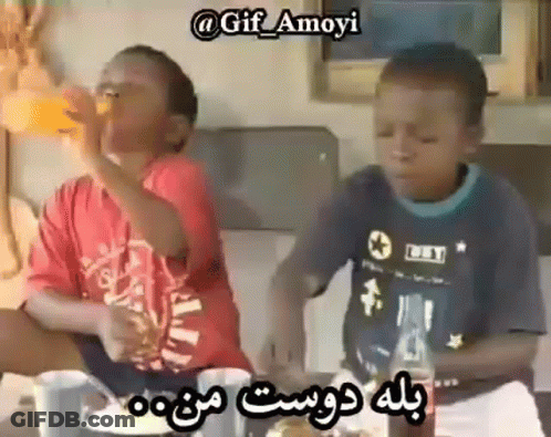 Two Boys Eating Food And Drinking Soda GIF
