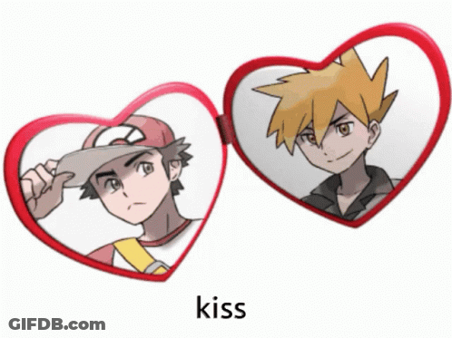 Two Boys In Hearts With Text Kiss Below GIF