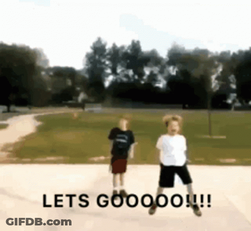 Two Boys Jumping With Lets Gooooo GIF