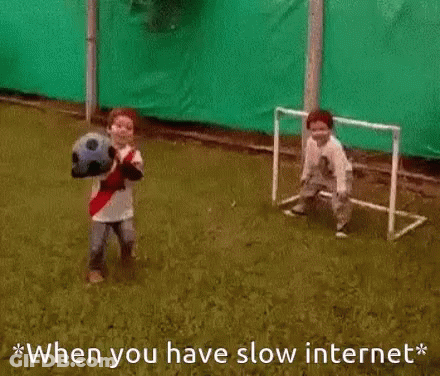 Two Boys Playing Soccer When You Have Slow Internet GIF