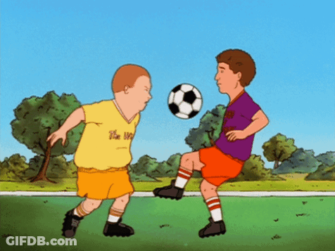 Two Boys Playing Soccer Yellow Shirt Saying The World GIF