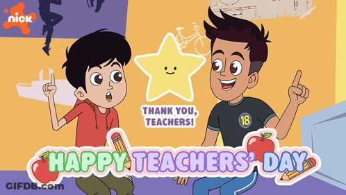 Two Boys Sitting Happy Teachers Day GIF