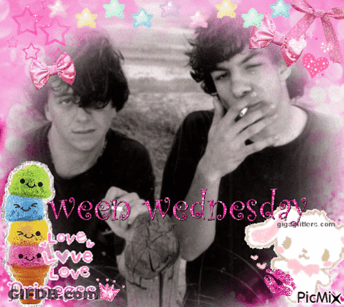 Two Boys Ween Wednesday In Pink GIF