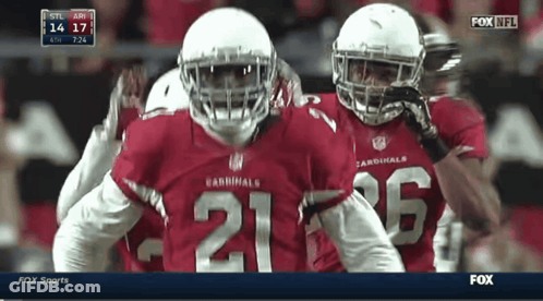 Two Cardinals Football Players Are On A Fox Sports Screen GIF