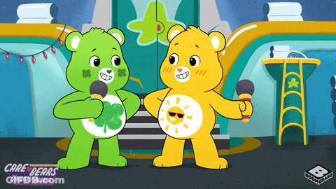 Two Care Bears Holding Microphones GIF
