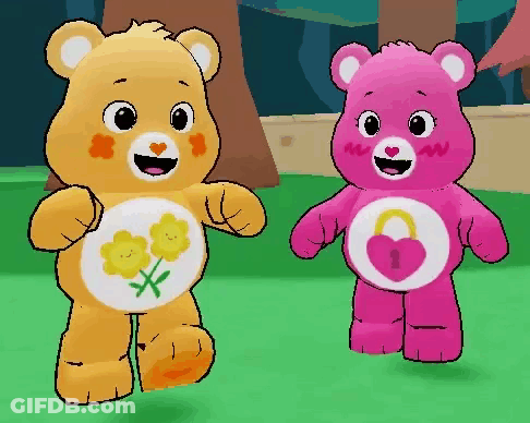 Two Care Bears Standing GIF
