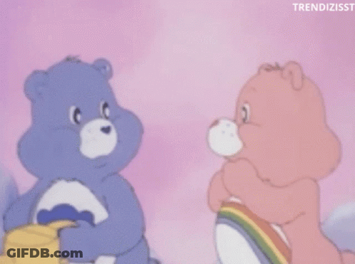 Two Care Bears Standing Together GIF