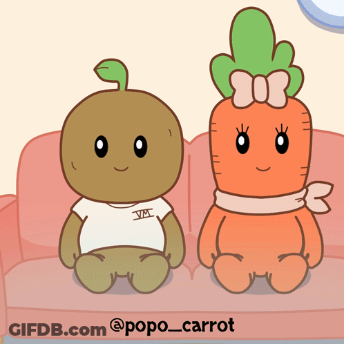 Two Carrots Sitting On Couch GIF