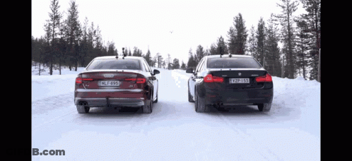 Two Cars Parked Next To Each Other With License Plate YLP-653 GIF