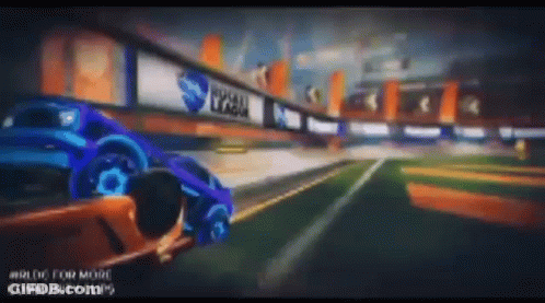 Two Cars Racing On Rocket League Track GIF