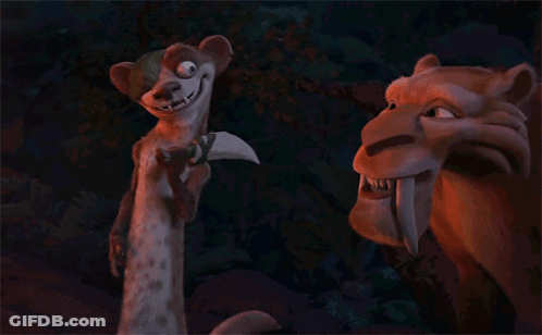 Two Cartoon Animals Are Standing Next To Each Other In A Dark Forest GIF