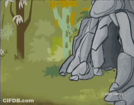 Two Cartoon Bears Are Standing Next To Each Other In A Forest With The Words Adult Swim On The Bottom GIF