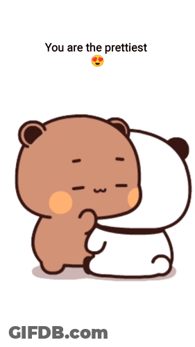 Two Cartoon Bears Hugging Each Other With The Words You Are The Prettiest GIF