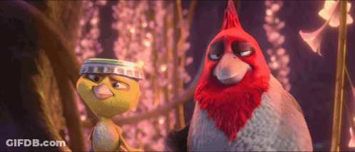 Two Cartoon Birds One With Headband GIF