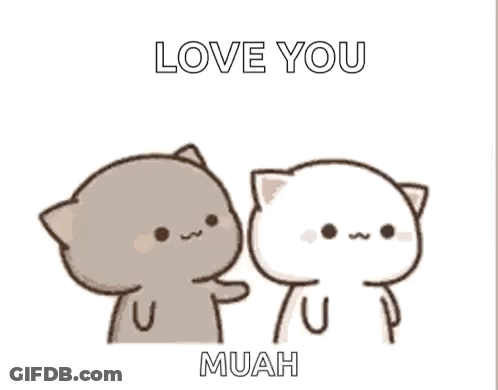 Two Cartoon Cats Are Hugging Each Other And Saying `` I Love You Muah '' . GIF
