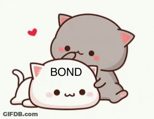 Cartoon Cats Hugging With Bond Text GIF