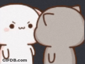 Two Cartoon Cats Are Standing Next To Each Other And Kissing Each Other . GIF