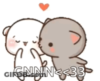 Two Cartoon Cats Are Standing Next To Each Other And Talking . GIF