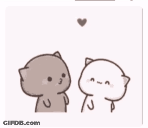 Two Cartoon Cats Are Standing Next To Each Other With The Words Thank You For Looking After Me Xxx GIF