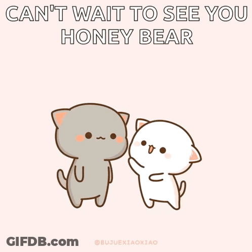 Two Cartoon Cats Can't Wait To See You Honey Bear GIF