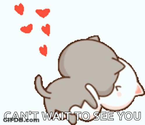 Two Cartoon Cats Holding Hands Can't Wait To See You GIF