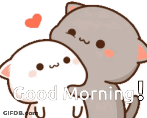 Two Cartoon Cats Hugging Good Morning GIF
