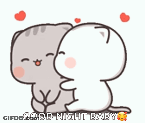 Two Cartoon Cats Hugging Good Night Baby GIF