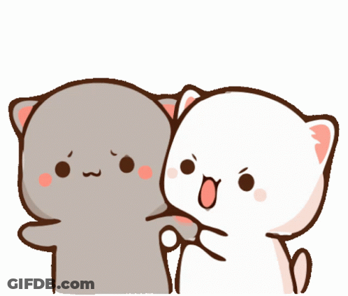 Two Cartoon Cats Hugging One Angry GIF