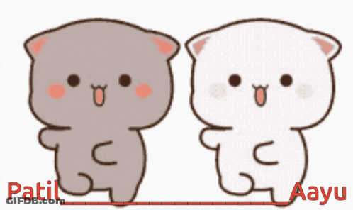 Two Cartoon Cats Hugging One Holding Cell Phone GIF