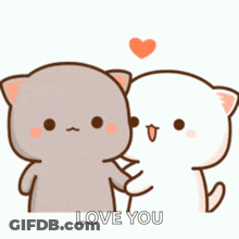 Two Cartoon Cats Hugging Saying I Love You GIF