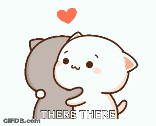 Two Cartoon Cats Hugging Saying There There GIF