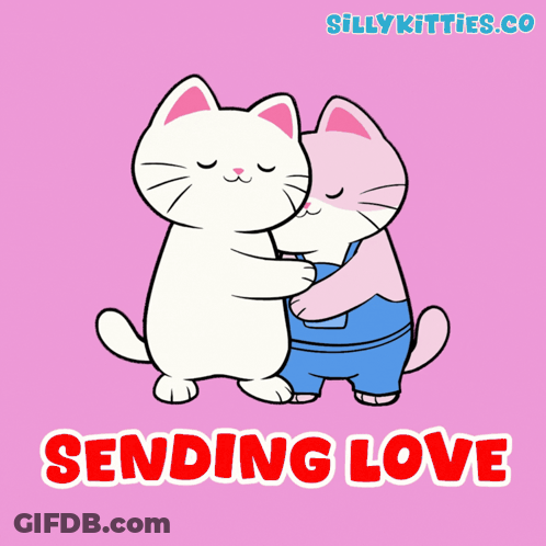 Two Cartoon Cats Hugging Sending Love GIF