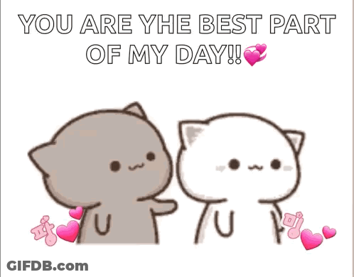 Two Cartoon Cats Hugging You Are The Best Part Of My Day GIF