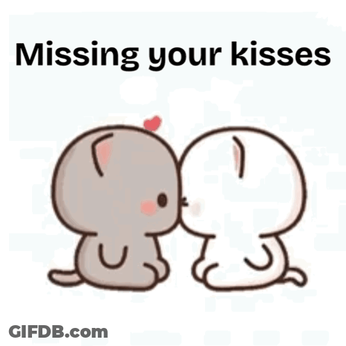 Two Cartoon Cats Kissing Missing Your Kisses GIF