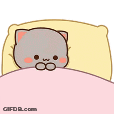 Two Cartoon Cats Laying Next To Each Other GIF